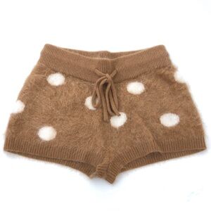 No Name Naked Cashmere Tan Brown & White Dotty Polka Dot Drawstring Boy Shorts